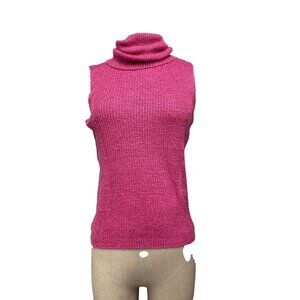 Vintage 90s SML Sport Silk Rayon Knit Top - Hot Pink Ribbed Sweater - Size M
